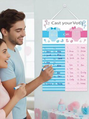 Gender Reveal Party Game Tally Board Voting Sheet Baby Shower Poster Boy or Girl